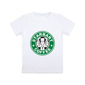 Детская футболка хлопок с принтом Starbart в Санкт-Петербурге, 100% хлопок | круглый вырез горловины, полуприлегающий силуэт, длина до линии бедер | bart | simpsons | барт | лого | старбакс