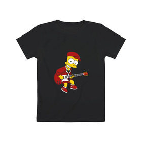 Детская футболка хлопок с принтом Bart AC/DC в Санкт-Петербурге, 100% хлопок | круглый вырез горловины, полуприлегающий силуэт, длина до линии бедер | Тематика изображения на принте: acdc | music | rock | simpsons | барт | гитара | группа | исидиси | музыка | рок