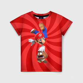 Детская футболка 3D с принтом Super Mario в Санкт-Петербурге, 100% гипоаллергенный полиэфир | прямой крой, круглый вырез горловины, длина до линии бедер, чуть спущенное плечо, ткань немного тянется | Тематика изображения на принте: nintendo | марио | нинтендо