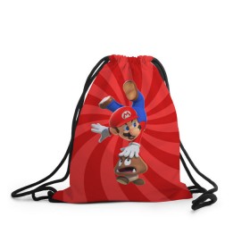 Рюкзак-мешок 3D с принтом Super Mario в Санкт-Петербурге, 100% полиэстер | плотность ткани — 200 г/м2, размер — 35 х 45 см; лямки — толстые шнурки, застежка на шнуровке, без карманов и подкладки | Тематика изображения на принте: nintendo | марио | нинтендо