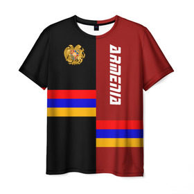 Мужская футболка 3D с принтом ARMENIA (Армения) в Санкт-Петербурге, 100% полиэфир | прямой крой, круглый вырез горловины, длина до линии бедер | armenia | арменин | армения | армяне | армянин | армянка | армянский | ереван | кавказ | кавказец | республика | северный