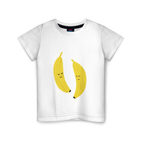 Детская футболка хлопок с принтом Бананы в Санкт-Петербурге, 100% хлопок | круглый вырез горловины, полуприлегающий силуэт, длина до линии бедер | 