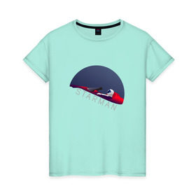 Женская футболка хлопок с принтом starman в Санкт-Петербурге, 100% хлопок | прямой крой, круглый вырез горловины, длина до линии бедер, слегка спущенное плечо | spacex | tesla | илон маск | маск | спейс икс | тесла