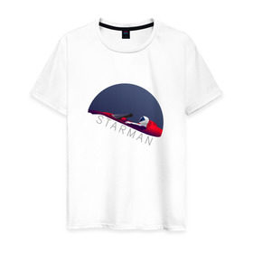 Мужская футболка хлопок с принтом starman в Санкт-Петербурге, 100% хлопок | прямой крой, круглый вырез горловины, длина до линии бедер, слегка спущенное плечо. | spacex | tesla | илон маск | маск | спейс икс | тесла