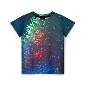 Детская футболка 3D с принтом Огоньки в Санкт-Петербурге, 100% гипоаллергенный полиэфир | прямой крой, круглый вырез горловины, длина до линии бедер, чуть спущенное плечо, ткань немного тянется | Тематика изображения на принте: огоньки | разноцветный | яркий