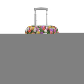 Чехол для чемодана 3D с принтом Разноцветные тюльпаны в Санкт-Петербурге, 86% полиэфир, 14% спандекс | двустороннее нанесение принта, прорези для ручек и колес | 8 марта | tulip | белый | букет | желтый | зеленый | красный | паттерн | розовый | тюльпан | тюльпанчики | цветок | цветочки | цветы
