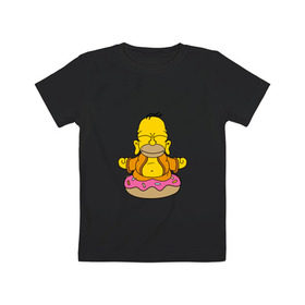 Детская футболка хлопок с принтом Гомерчик в Санкт-Петербурге, 100% хлопок | круглый вырез горловины, полуприлегающий силуэт, длина до линии бедер | donut | homer | simpsons | будда | гомер | пончик