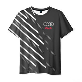 Мужская футболка 3D с принтом AUDI SPORT в Санкт-Петербурге, 100% полиэфир | прямой крой, круглый вырез горловины, длина до линии бедер | auto | авто | ауди | машины