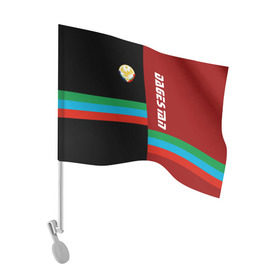 Флаг для автомобиля с принтом Dagestan в Санкт-Петербурге, 100% полиэстер | Размер: 30*21 см | аварец | агулец | герб | даг | дагестан | дагестанец | даги | дагистанец | даргинец | кавказ | кавказец | кумык | лакски | лезгинец | надпись | патриот | республика | северный | флаг | флага | цвета