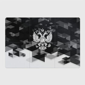 Магнитный плакат 3Х2 с принтом Russia Black&White Abstract в Санкт-Петербурге, Полимерный материал с магнитным слоем | 6 деталей размером 9*9 см | russia | абстракция | арт | геометрия | герб | орел | патриот | патриотизм | российский | россия | символика | черно белый | я русский