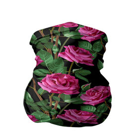 Бандана-труба 3D с принтом Розовые розы в Санкт-Петербурге, 100% полиэстер, ткань с особыми свойствами — Activecool | плотность 150‒180 г/м2; хорошо тянется, но сохраняет форму | 