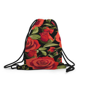 Рюкзак-мешок 3D с принтом Великолепные розы в Санкт-Петербурге, 100% полиэстер | плотность ткани — 200 г/м2, размер — 35 х 45 см; лямки — толстые шнурки, застежка на шнуровке, без карманов и подкладки | flower | pattern | spring | букет | весна | паттерн | праздник | розы | цветочный | цветы
