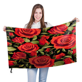 Флаг 3D с принтом Великолепные розы в Санкт-Петербурге, 100% полиэстер | плотность ткани — 95 г/м2, размер — 67 х 109 см. Принт наносится с одной стороны | flower | pattern | spring | букет | весна | паттерн | праздник | розы | цветочный | цветы
