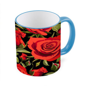 Кружка 3D с принтом Великолепные розы в Санкт-Петербурге, керамика | ёмкость 330 мл | flower | pattern | spring | букет | весна | паттерн | праздник | розы | цветочный | цветы