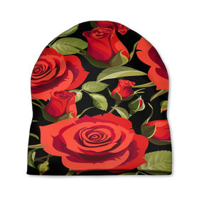 Шапка 3D с принтом Великолепные розы в Санкт-Петербурге, 100% полиэстер | универсальный размер, печать по всей поверхности изделия | flower | pattern | spring | букет | весна | паттерн | праздник | розы | цветочный | цветы