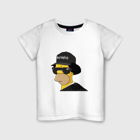 Детская футболка хлопок с принтом Springfield в Санкт-Петербурге, 100% хлопок | круглый вырез горловины, полуприлегающий силуэт, длина до линии бедер | Тематика изображения на принте: compton | hip hop | ice cube | nwa | rap | simpsons | голос улиц | комптон | рэп | хип хоп