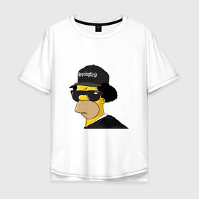 Мужская футболка хлопок Oversize с принтом Springfield в Санкт-Петербурге, 100% хлопок | свободный крой, круглый ворот, “спинка” длиннее передней части | compton | hip hop | ice cube | nwa | rap | simpsons | голос улиц | комптон | рэп | хип хоп