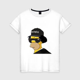 Женская футболка хлопок с принтом Springfield в Санкт-Петербурге, 100% хлопок | прямой крой, круглый вырез горловины, длина до линии бедер, слегка спущенное плечо | compton | hip hop | ice cube | nwa | rap | simpsons | голос улиц | комптон | рэп | хип хоп