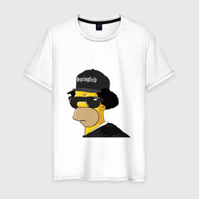 Мужская футболка хлопок с принтом Springfield в Санкт-Петербурге, 100% хлопок | прямой крой, круглый вырез горловины, длина до линии бедер, слегка спущенное плечо. | compton | hip hop | ice cube | nwa | rap | simpsons | голос улиц | комптон | рэп | хип хоп