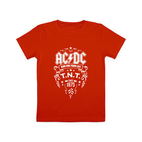 Детская футболка хлопок с принтом AC/DC run for your life в Санкт-Петербурге, 100% хлопок | круглый вырез горловины, полуприлегающий силуэт, длина до линии бедер | ac dc | acdc ас дс | асдс