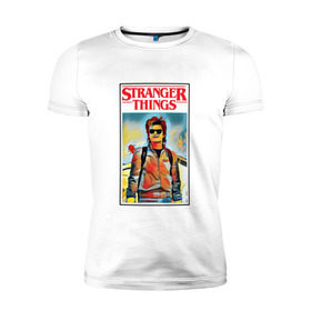 Мужская футболка премиум с принтом Stranger Things в Санкт-Петербурге, 92% хлопок, 8% лайкра | приталенный силуэт, круглый вырез ворота, длина до линии бедра, короткий рукав | stranger things | очень странные дела