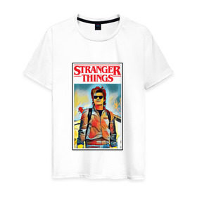 Мужская футболка хлопок с принтом Stranger Things в Санкт-Петербурге, 100% хлопок | прямой крой, круглый вырез горловины, длина до линии бедер, слегка спущенное плечо. | stranger things | очень странные дела