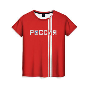 Женская футболка 3D с принтом Красная машина Х в Санкт-Петербурге, 100% полиэфир ( синтетическое хлопкоподобное полотно) | прямой крой, круглый вырез горловины, длина до линии бедер | red mashine | красная машина | хоккей