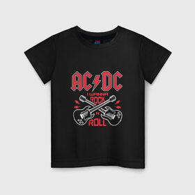 Детская футболка хлопок с принтом AC/DC i wanna rock n roll в Санкт-Петербурге, 100% хлопок | круглый вырез горловины, полуприлегающий силуэт, длина до линии бедер | Тематика изображения на принте: 