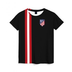 Женская футболка 3D с принтом Atletico Madrid Line Edition в Санкт-Петербурге, 100% полиэфир ( синтетическое хлопкоподобное полотно) | прямой крой, круглый вырез горловины, длина до линии бедер | атлетико мадрид | эмблема