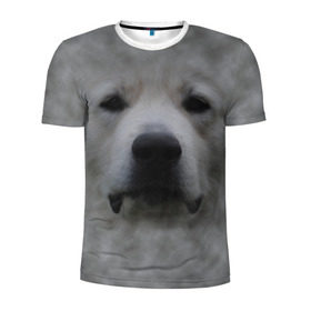 Мужская футболка 3D спортивная с принтом Лабрадор в Санкт-Петербурге, 100% полиэстер с улучшенными характеристиками | приталенный силуэт, круглая горловина, широкие плечи, сужается к линии бедра | Тематика изображения на принте: голова | животные | лабрадор | пес | природа | собака | собачка | щенок