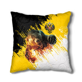 Подушка 3D с принтом Имперский флаг и медведь в Санкт-Петербурге, наволочка – 100% полиэстер, наполнитель – холлофайбер (легкий наполнитель, не вызывает аллергию). | состоит из подушки и наволочки. Наволочка на молнии, легко снимается для стирки | Тематика изображения на принте: russian bear | герб | россия