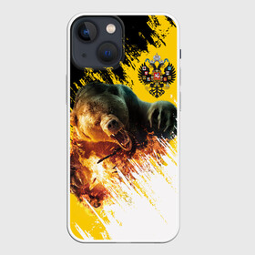 Чехол для iPhone 13 mini с принтом Имперский флаг и медведь в Санкт-Петербурге,  |  | russian bear | герб | россия