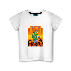 Детская футболка хлопок с принтом Doom D`Oh в Санкт-Петербурге, 100% хлопок | круглый вырез горловины, полуприлегающий силуэт, длина до линии бедер | doh | doom | homer | simpsons | гомер | дум