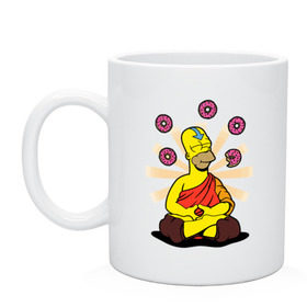 Кружка с принтом Homer Relax в Санкт-Петербурге, керамика | объем — 330 мл, диаметр — 80 мм. Принт наносится на бока кружки, можно сделать два разных изображения | simpsons | аватар | буддизм | гомер