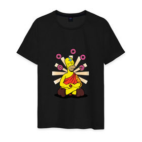 Мужская футболка хлопок с принтом Homer Relax в Санкт-Петербурге, 100% хлопок | прямой крой, круглый вырез горловины, длина до линии бедер, слегка спущенное плечо. | simpsons | аватар | буддизм | гомер