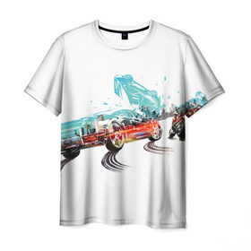 Мужская футболка 3D с принтом Burnout paradise remastered в Санкт-Петербурге, 100% полиэфир | прямой крой, круглый вырез горловины, длина до линии бедер | аварии | бернаут | гонки | парадайз | парадайс | парадиз | тачки