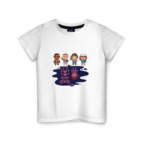 Детская футболка хлопок с принтом очень странные дела в Санкт-Петербурге, 100% хлопок | круглый вырез горловины, полуприлегающий силуэт, длина до линии бедер | stranger things