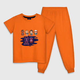 Детская пижама хлопок с принтом очень странные дела в Санкт-Петербурге, 100% хлопок |  брюки и футболка прямого кроя, без карманов, на брюках мягкая резинка на поясе и по низу штанин
 | Тематика изображения на принте: stranger things