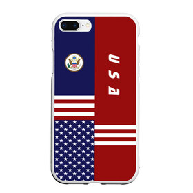Чехол для iPhone 7Plus/8 Plus матовый с принтом USA (США) в Санкт-Петербурге, Силикон | Область печати: задняя сторона чехла, без боковых панелей | us | usa | америка | американец | американка | американцы | америки | герб | доллар | знак | надпись | патриот | полосы | символ | соединенные | страна | сша | флаг | флага | цвета | штаты