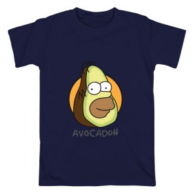 Мужская футболка хлопок с принтом Avocadoh в Санкт-Петербурге, 100% хлопок | прямой крой, круглый вырез горловины, длина до линии бедер, слегка спущенное плечо. | doh | homer | simpsons | авокадо | гомер