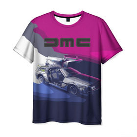 Мужская футболка 3D с принтом DeLorean в Санкт-Петербурге, 100% полиэфир | прямой крой, круглый вырез горловины, длина до линии бедер | back to the future | dmc | браун | делореан | делориан | дилориан | док | дэлореан | макфлай | марти | машина времени | эммет