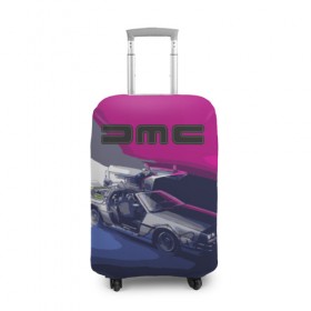 Чехол для чемодана 3D с принтом DeLorean в Санкт-Петербурге, 86% полиэфир, 14% спандекс | двустороннее нанесение принта, прорези для ручек и колес | back to the future | dmc | браун | делореан | делориан | дилориан | док | дэлореан | макфлай | марти | машина времени | эммет