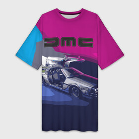 Платье-футболка 3D с принтом DeLorean в Санкт-Петербурге,  |  | back to the future | dmc | браун | делореан | делориан | дилориан | док | дэлореан | макфлай | марти | машина времени | эммет