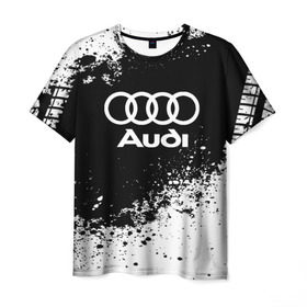 Мужская футболка 3D с принтом Audi abstract sport в Санкт-Петербурге, 100% полиэфир | прямой крой, круглый вырез горловины, длина до линии бедер | Тематика изображения на принте: ауди | кольца | лого | машина