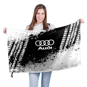 Флаг 3D с принтом Audi abstract sport в Санкт-Петербурге, 100% полиэстер | плотность ткани — 95 г/м2, размер — 67 х 109 см. Принт наносится с одной стороны | ауди | кольца | лого | машина