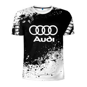 Мужская футболка 3D спортивная с принтом Audi abstract sport в Санкт-Петербурге, 100% полиэстер с улучшенными характеристиками | приталенный силуэт, круглая горловина, широкие плечи, сужается к линии бедра | ауди | кольца | лого | машина