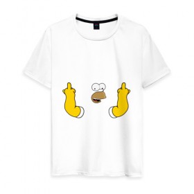 Мужская футболка хлопок с принтом Гомер в Санкт-Петербурге, 100% хлопок | прямой крой, круглый вырез горловины, длина до линии бедер, слегка спущенное плечо. | homer | simpsons | гомер