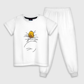 Детская пижама хлопок с принтом Спящий Гомер в Санкт-Петербурге, 100% хлопок |  брюки и футболка прямого кроя, без карманов, на брюках мягкая резинка на поясе и по низу штанин
 | Тематика изображения на принте: homer | simpsons | гомер | симпсоны
