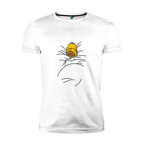 Мужская футболка премиум с принтом Спящий Гомер в Санкт-Петербурге, 92% хлопок, 8% лайкра | приталенный силуэт, круглый вырез ворота, длина до линии бедра, короткий рукав | Тематика изображения на принте: homer | simpsons | гомер | симпсоны