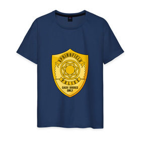 Мужская футболка хлопок с принтом Полиция Спрингфилда в Санкт-Петербурге, 100% хлопок | прямой крой, круглый вырез горловины, длина до линии бедер, слегка спущенное плечо. | police | simpsons | springfield